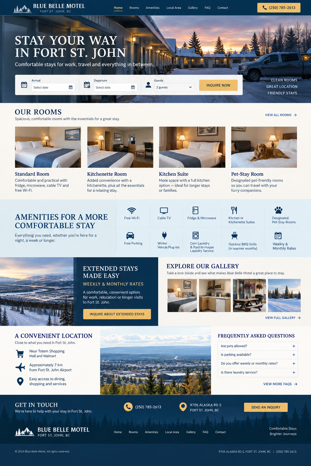Blue Belle Motel Growth — Marketing full homepage concept